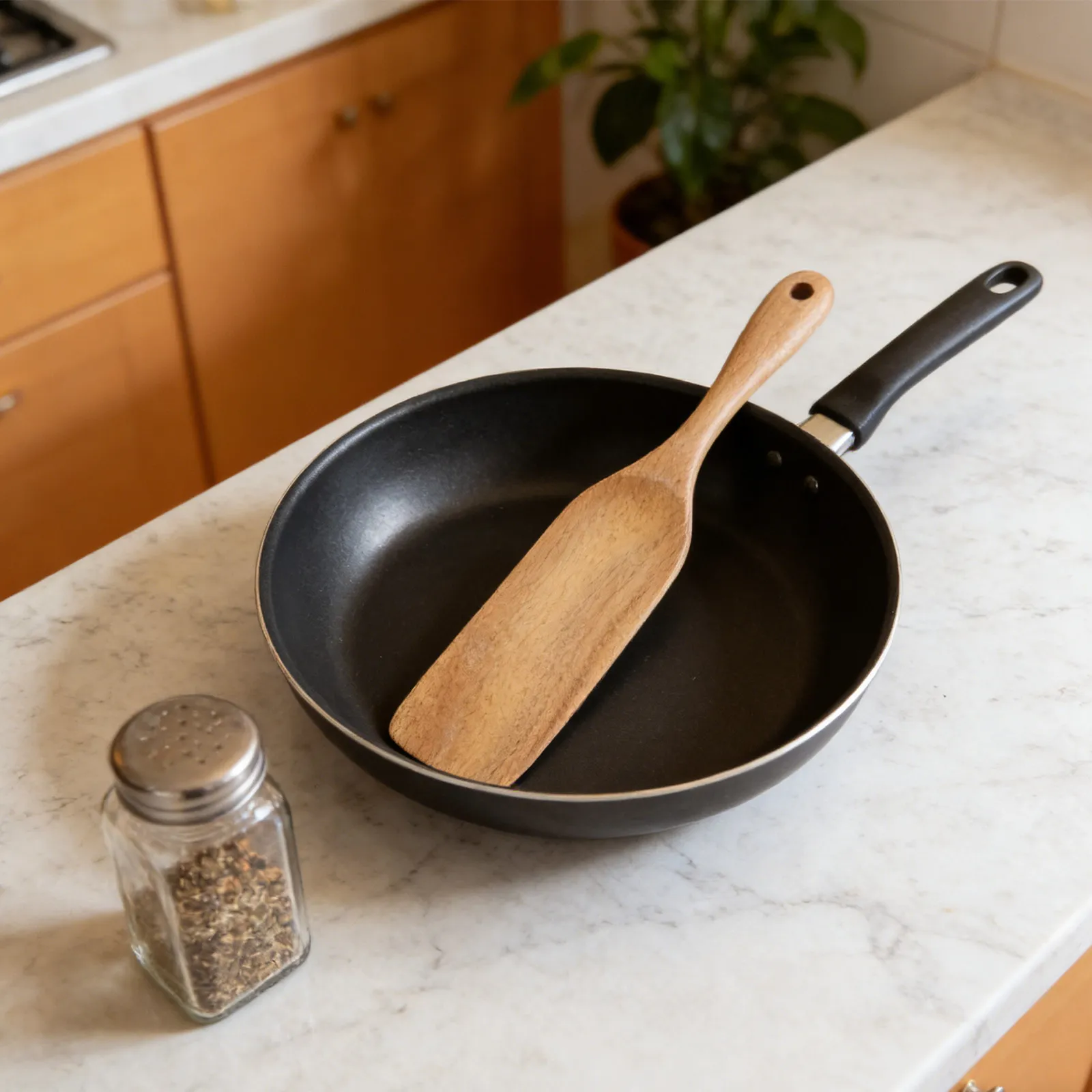 Sourdough Starter Spurtle for Baking Enthusiasts to Protect Non-Stick Cookware, 2-Piece Wood Set with Jar Scraper, Coffee Color