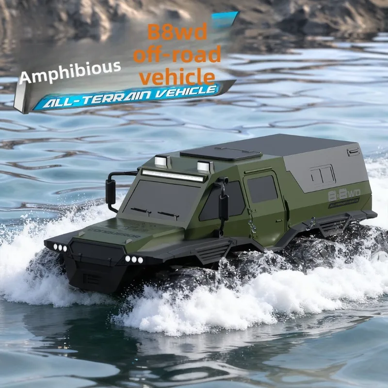 8-Wheel Water & Land Amphibious RC Truck, 4WD High Speed Off-Road Climbing Stunt R/C Vehicle for Children