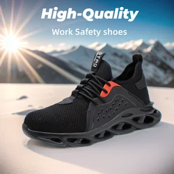 Amwei-zapatillas de seguridad indestructibles para hombre y mujer, zapatos de trabajo con punta de acero, transpirables y ligeros, LBX808