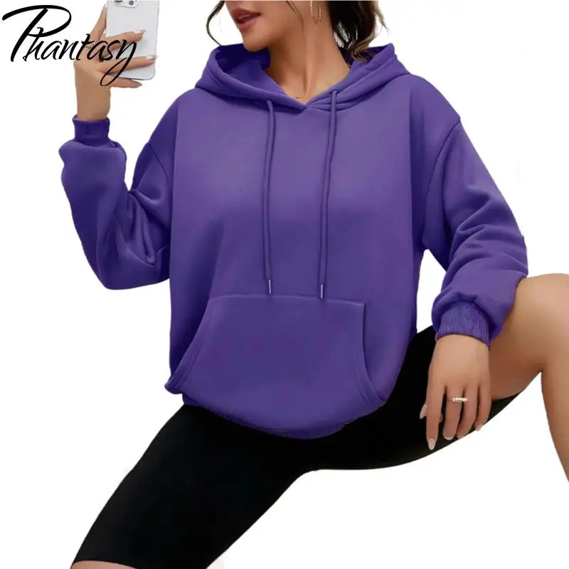 Phantasy Color sólido Sudadera con capucha moda Casual suelto cordón bolsillo suéter de manga larga mujeres Multicolor Unisex mujeres ropa de calle