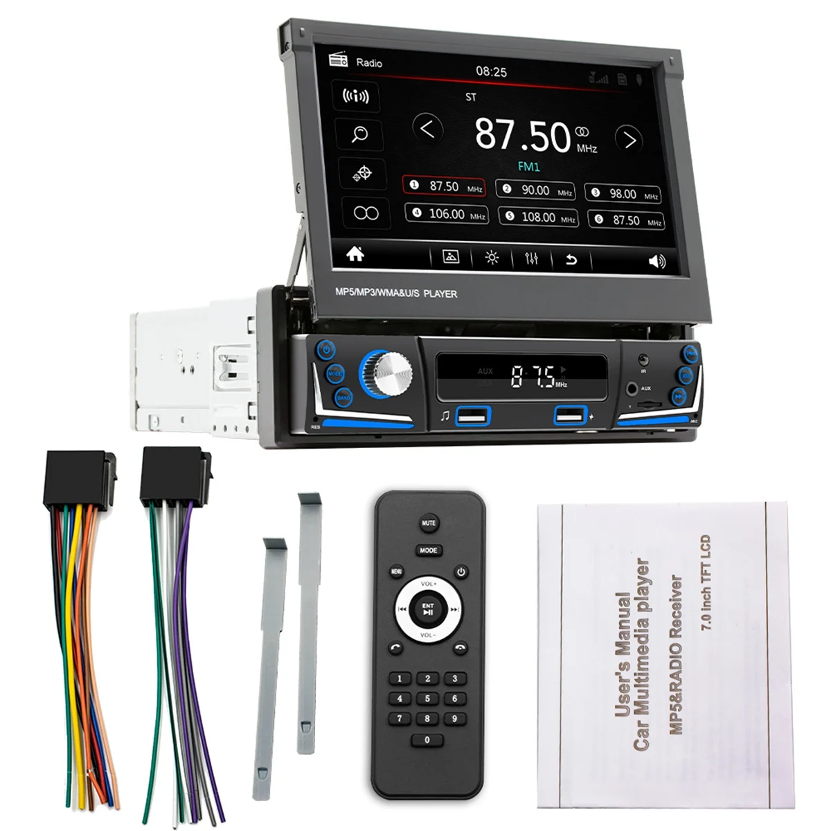 

Manual Telescopic Screen 1 Din Car Radio Multimedia Player Auto Audio Stereo FM 7 Inch Autoradio Player