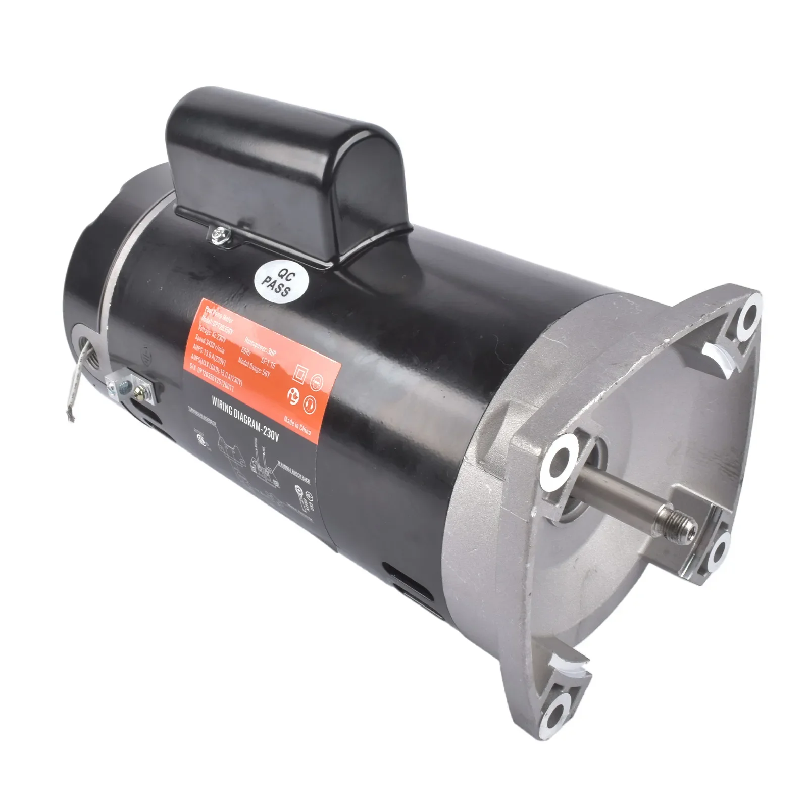 AP03 Single Phase 3 HP 3450RPM Pool and Spa Pump Motor Square Flange 1.15 SF #B2844