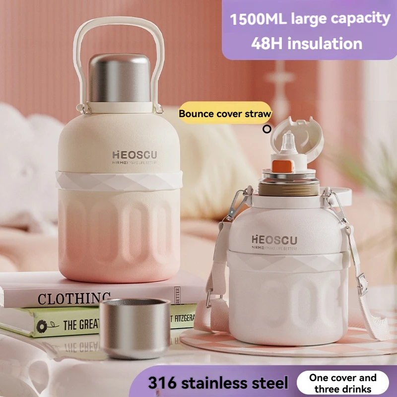 

800 мл термобутылка из нержавеющей стали с портативной ручкой, стакан для воды, термос, изолированная чашка, уличные колбы