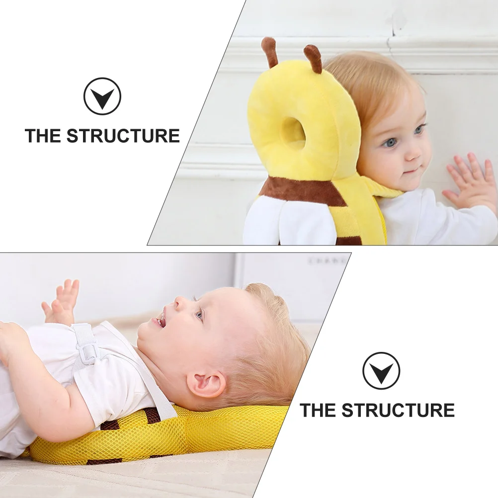 

Cartoon Bee Head Protector Cushion Backpack Infant Newborn Toddler Resilient Cotton Padding Comfortable Air Permeable