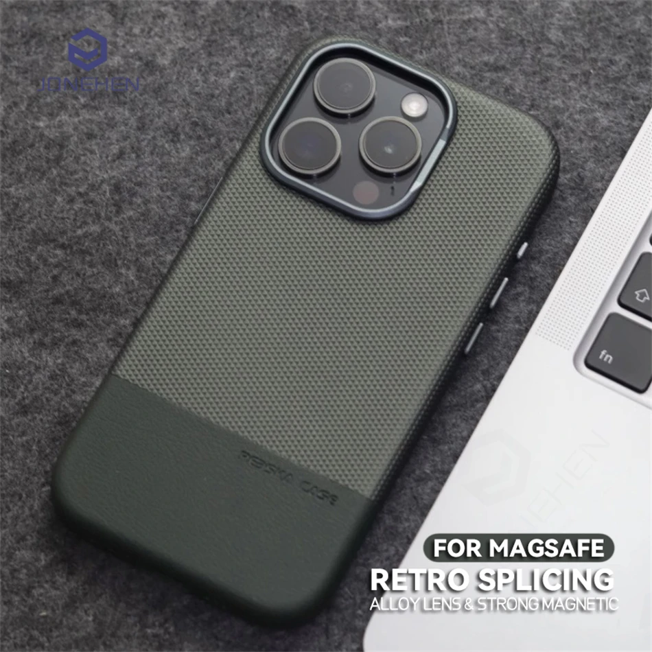 Luxus Hit Farbe Für Magsafe High-end Magnetische Leder Fall Für iPhone 16 Plus 15 14 13 17 Pro max Legierung Objektiv Stoßfest Abdeckung