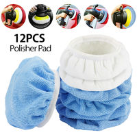 12pcs Car Polishing Disc Auto Waxing Applicator 5-6 inches Microfiber Bonnet Polisher Pad Polishing Accessories Cleaning Tool