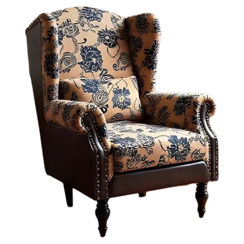 cx retro single sofa, living room bedroom high back leisure, fabric splicing, chair