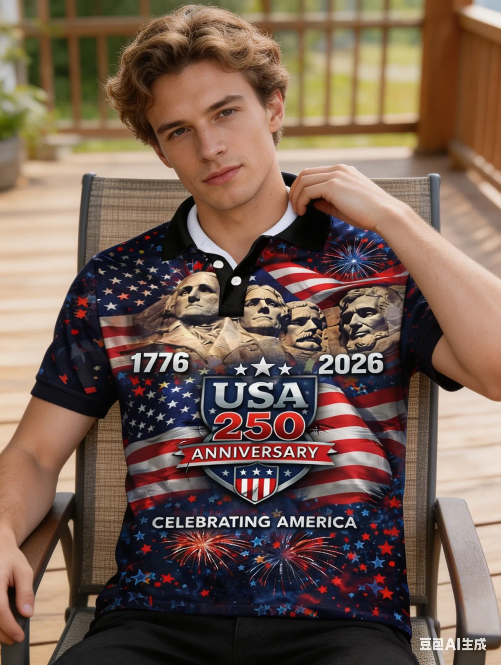 

Men's USA 250th Anniversary Polo Shirt 3D Print Mount Rushmore USA Flag Patriotic Short Sleeve Top 2026