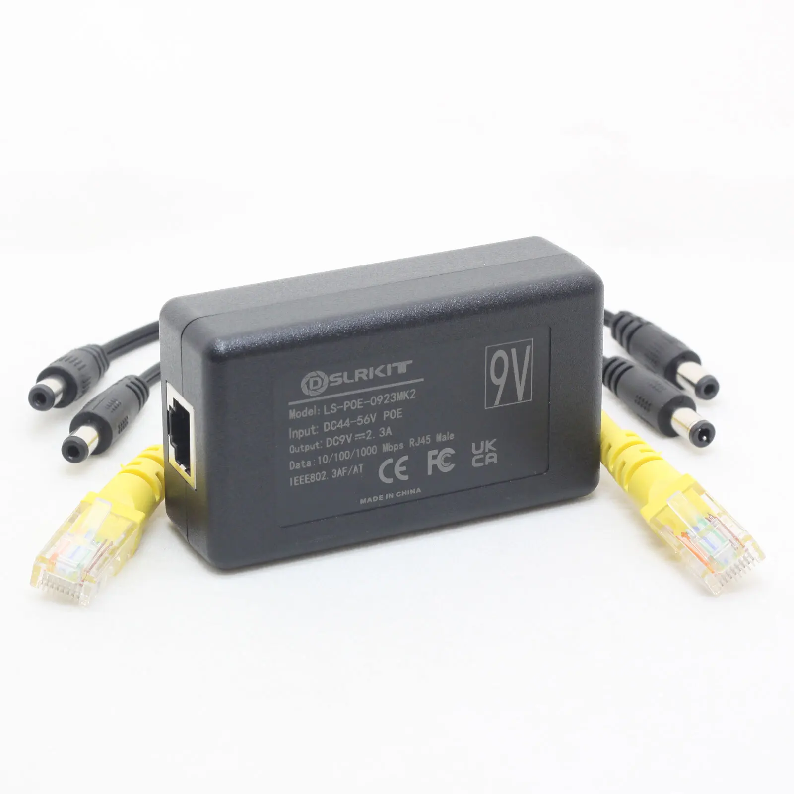 

9V 2.3A Gigabit Active PoE Splitter 23watt DC 5.5x2.1/2.5mm Ethernet 802.3AT
