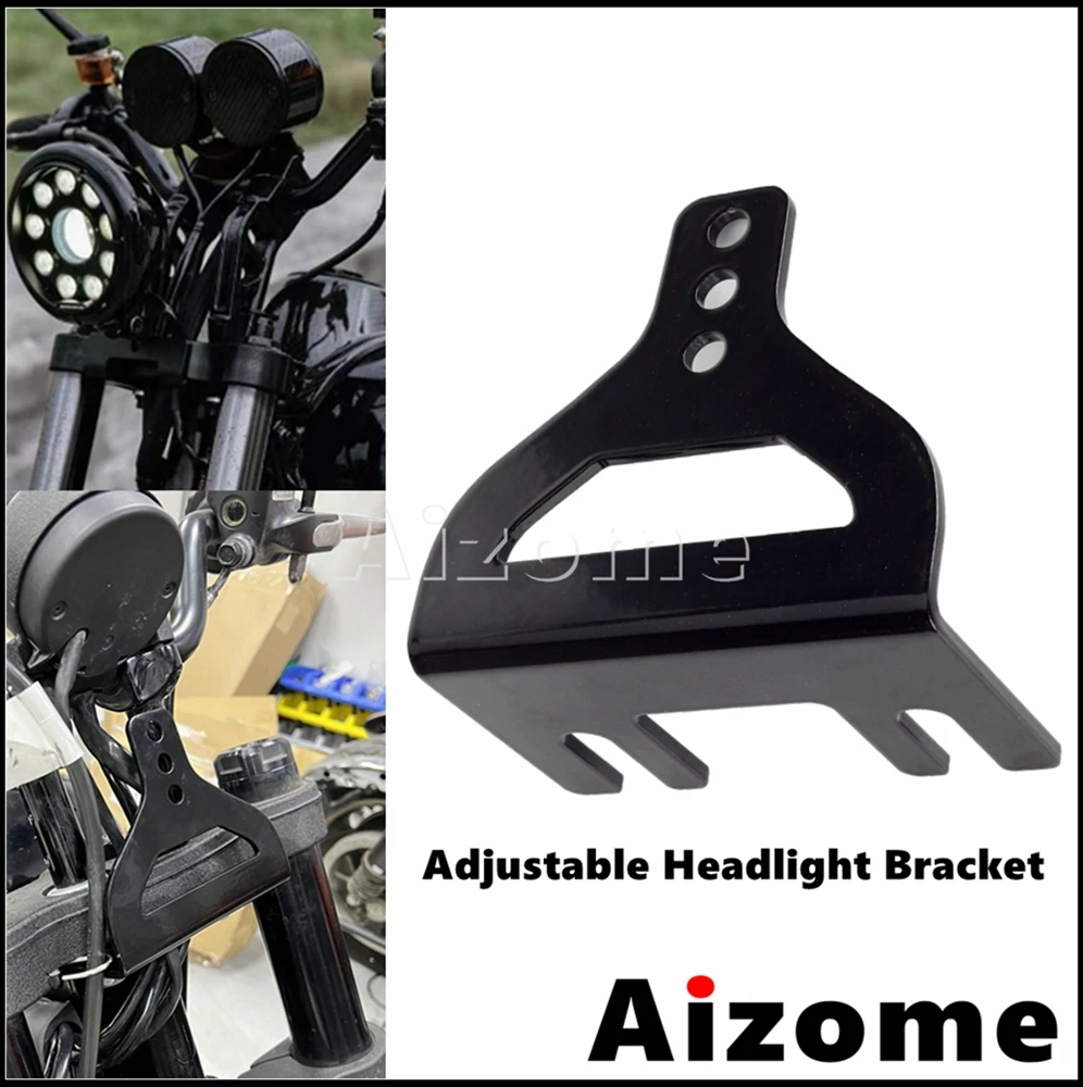 

Motorcycle Adjustable Headlight Bracket Mount Under Triple Tree Headlamp Riser Holder For Harley Dyna Softail Street Bob Sport