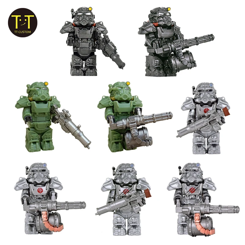 MOC-minifiguras DE ACCIÓN fallouted para niños, soldados militares, armas, Robots, Mecha, bloques de construcción, Juguetes DIY, regalo