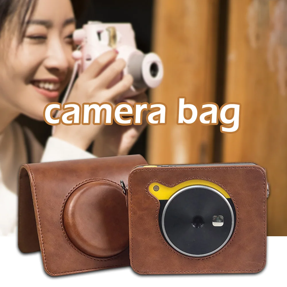 Camera Case Pockets PU Leather Camera Bag Case Replacement Instant Camera Protective Case Protective Accessories for Kodak C300R