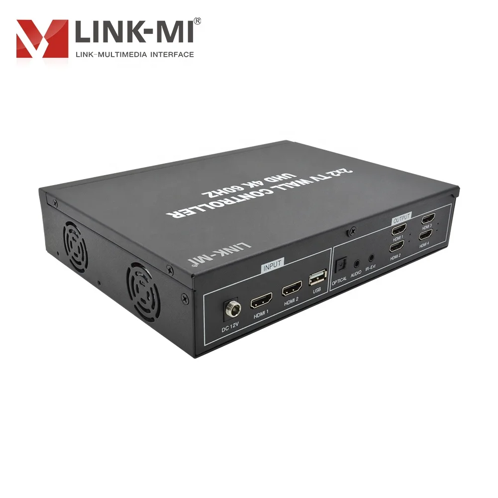 Kontroler ściany wideo HDMI 2.0 2x2 4K, kontroler ściany TV 1x2 1x3 1x4 dla 4 telewizorów Ultra HD, akcesoria audio i wideo