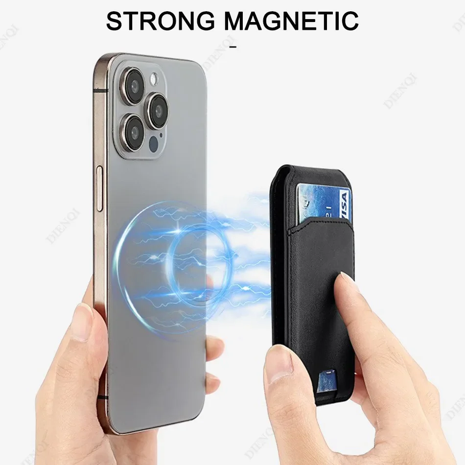 แม่เหล็ก Pu หนังโทรศัพท์มือถือกรณีกระเป๋าโทรศัพท์ Magsafe บัตรเครดิตผู้ถือขาตั้งผู้ถือบัตรสําหรับ Apple Iphone 16 15 14