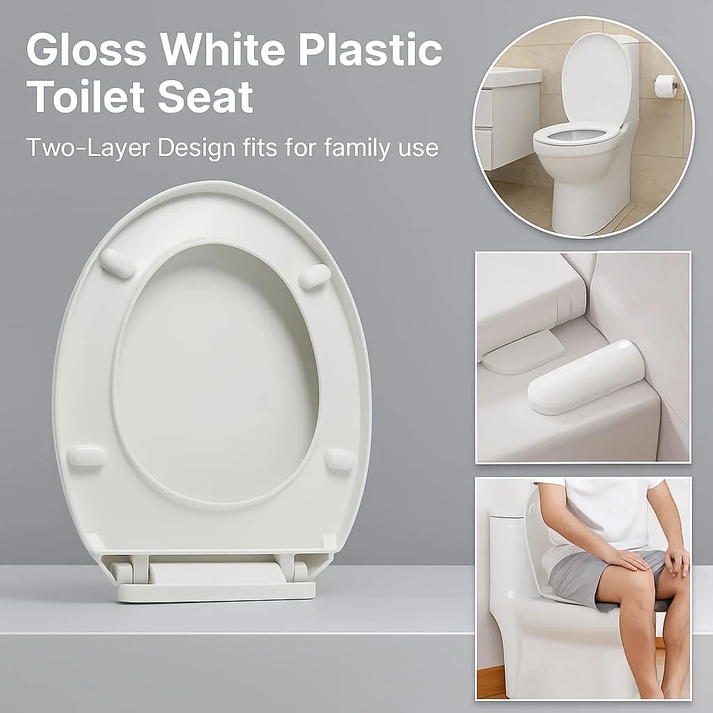 

Home Use Toilet Lid, Universal Plastic Replacement Toilet Seat, Easy Install for Bathroom Toilets