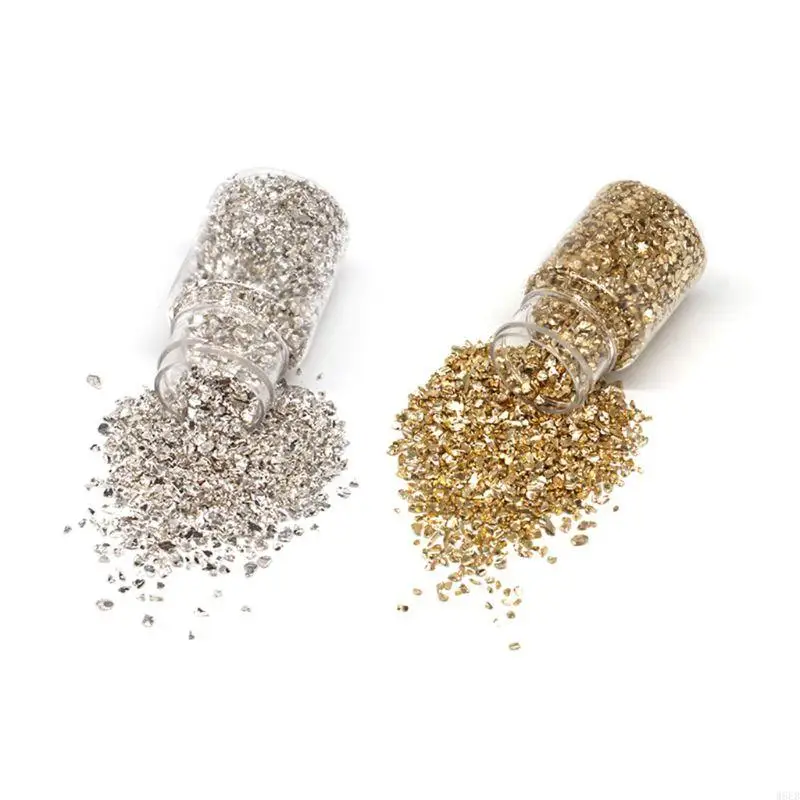 Kaputte Metallstücke Glitzer unregelmäßige Metall -Chips Steine ​​UV Harzform Füllung W8EB