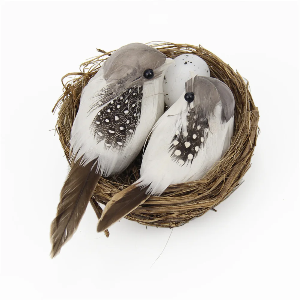 

1 Set Realistic Artificial Bird Nest With Bird Eggs Artificial Craft Art For Garden Party Lawn Decoration Car Ornament