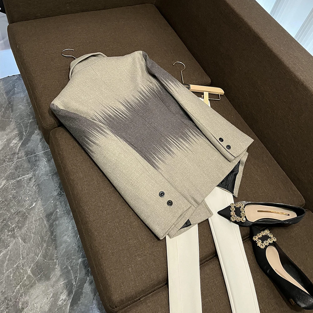 TWOTWINSTYLE فضفاض ضرب اللون سترات رجالي للنساء التلبيب كم طويل تقسم زر مزاجه الحلل الإناث جديد KJA507668