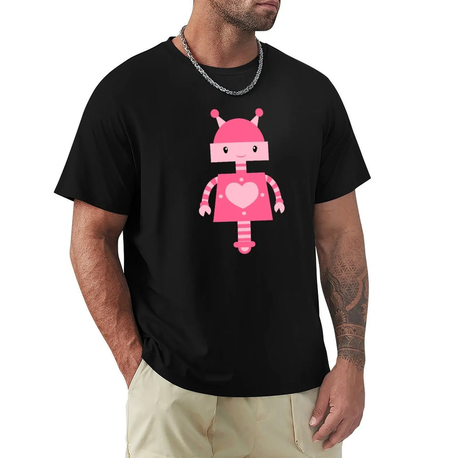 Robot Skater - Pink Girl Robot 2 T-Shirt oversizeds vintage clothes quick-drying t shirts for men cotton