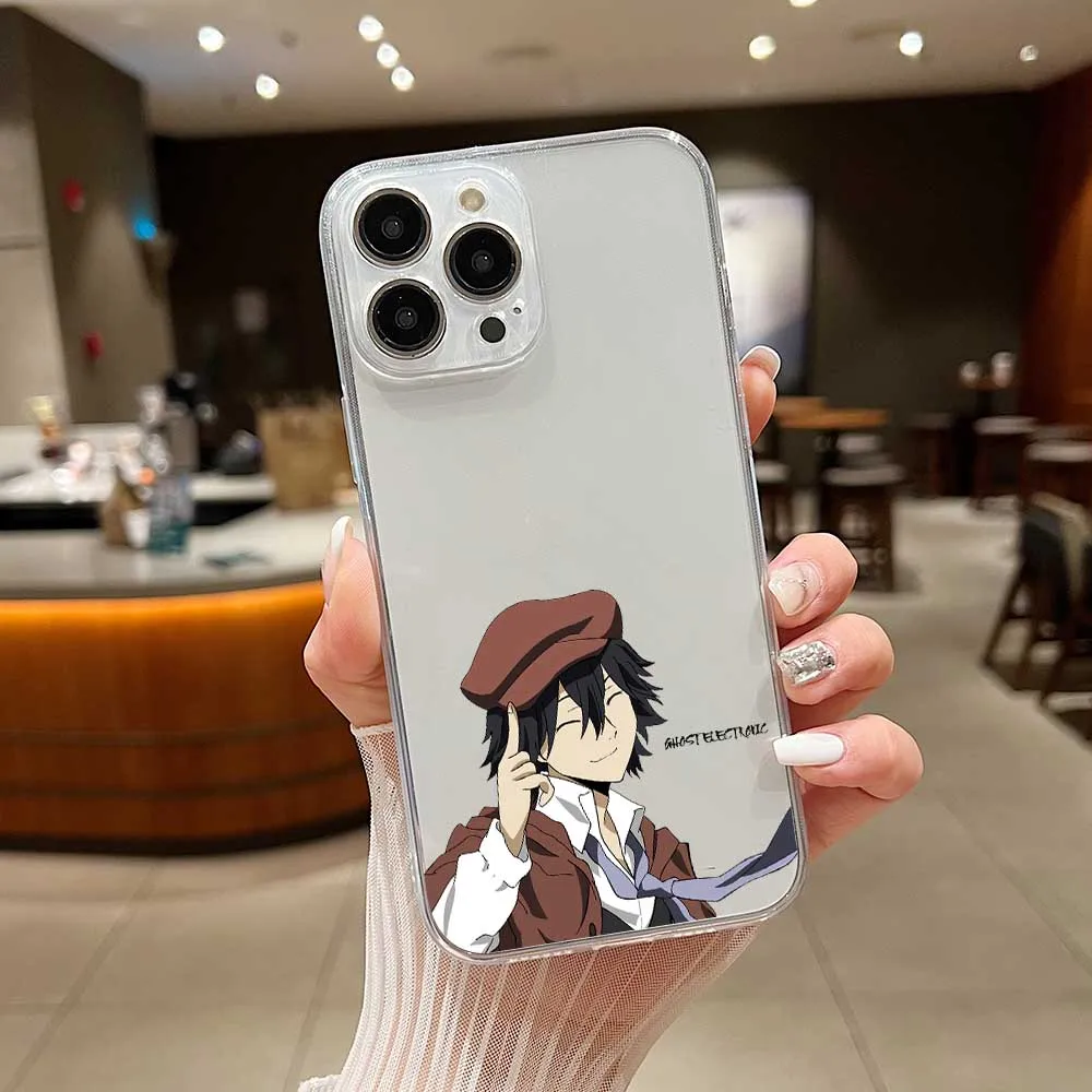 Anime Bungou Stray Dogs Dazai Osamu Phone Case For iphone 15 11 14 13 12 Pro Max X XR 6 7 8 Plus Soft Silicone Transparent Capa