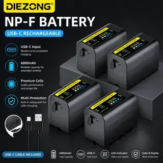 Batmax 6400mAh NP F750 NP F770 LED Power Indicator battery with Type C Port for Sony NP F960 F970 NP-F550 CCD-TRV58 V1J z1