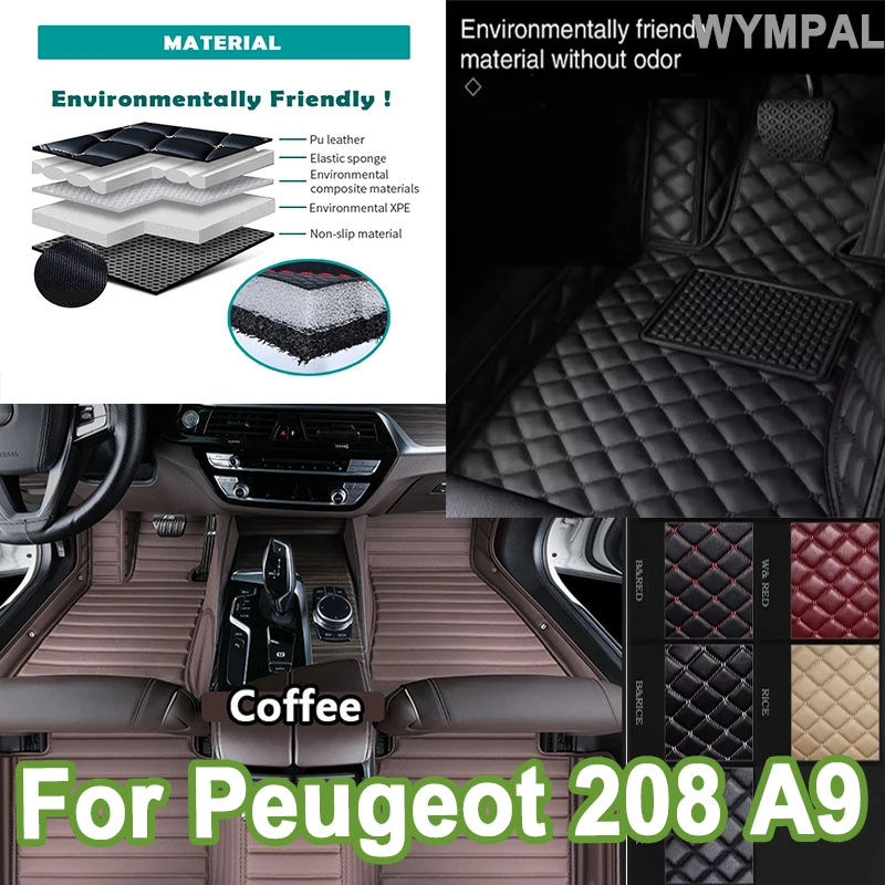 

Luxury Leather Car Floor Mats For Peugeot 208 A9 2012~2018 Carpets Mat Durable Rugs Anti Dirty Pad Set Car Accessories full set