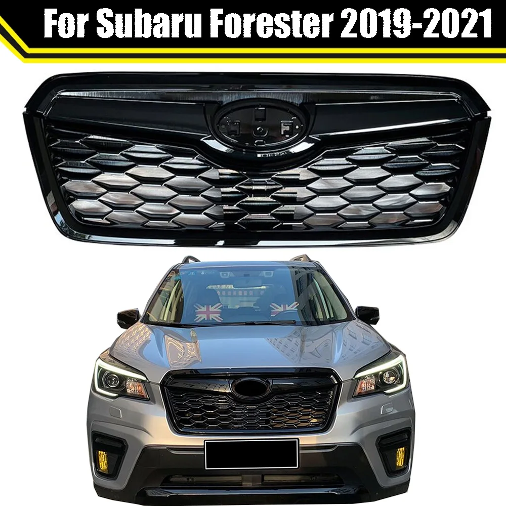 Abs Sport X-Break Style Front Grill Mesh Kit Upper-Lower GLoss Black For Subaru Forester 2019-2021 Upper Bumper Grille Grills