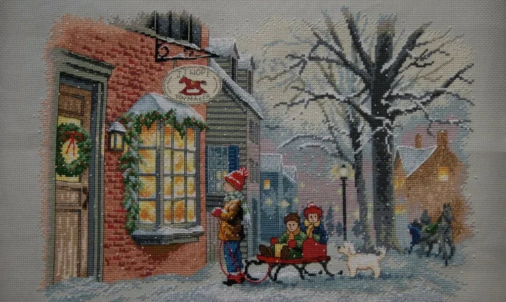 Amishop Top Quality Lovely Counted Cross Stitch Kit A Christmas Wish Snow Day Dimensions 08804 Dim 8804