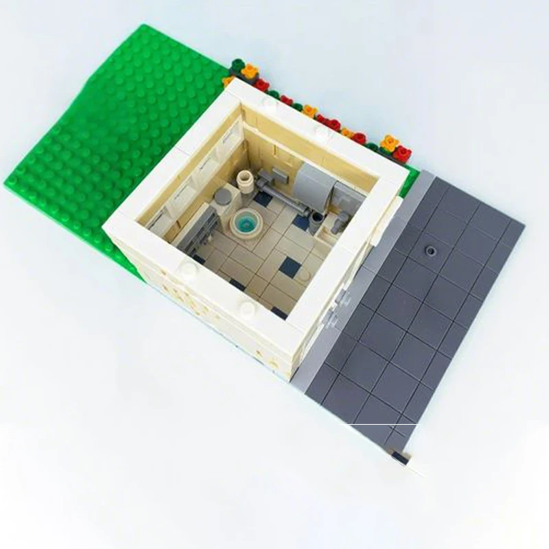 418pcs MOC All-Gender Toegankelijk Park Toilet Modulaire Gebouwen Bouwstenen Kerstcadeau Speelgoed om Geduld te ontwikkelen