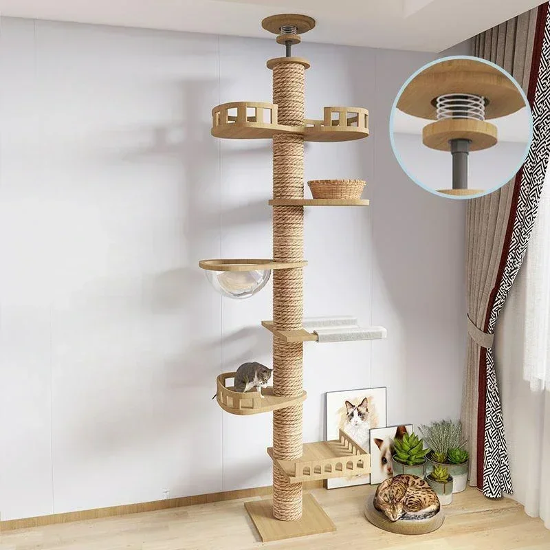 Luxury Solid Wood Cat Climbing Frame Tongtian Cat Climbing Column Multilayer Pine Cat Scratching Post