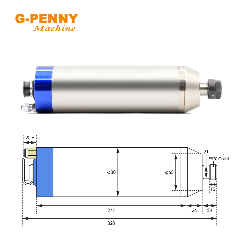 Imagem -02 - Água do Cnc Refrigerou o Motor do Eixo Rolamentos de Esferas Cerâmicos Pólo Pólo Que Trabalha para o Metal Ferro Aço Inoxidável 220v 380v 2.2kw Peças a