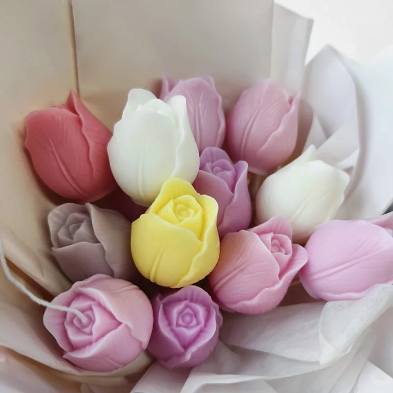 3D Tulips Candle Silicone Mold DIY  Flower Tulip Resin Plaster Decoration