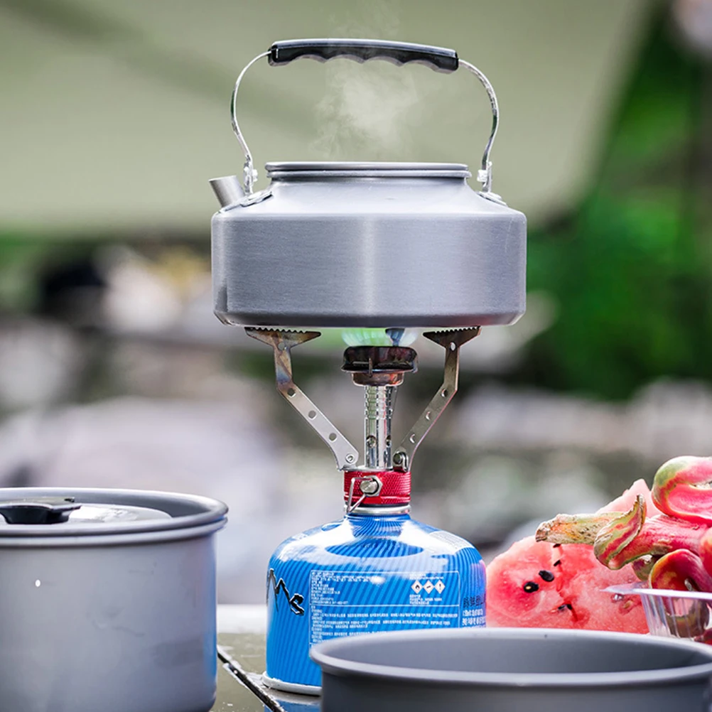

1.1L Portable Tea Kettle For Outdoor Picnic Camping Lightweight Aluminum Boiling Kettle With Heat-Insulated Handle, Non-Slip