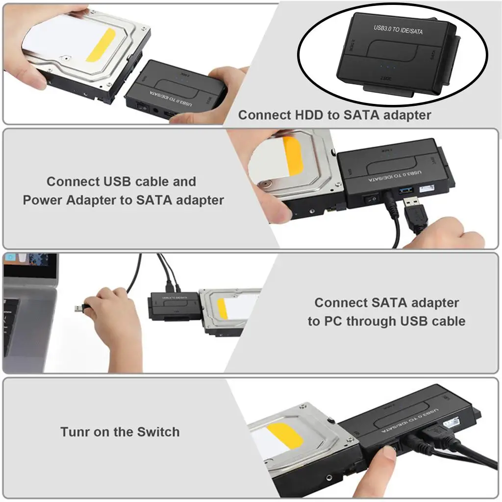 

Внешний/переходник IDE-USB 3,0, функция сенсорного резервного копирования, восстановление программного обеспечения, универсальный комплект для 2,5/3,5 дюймов IDE и