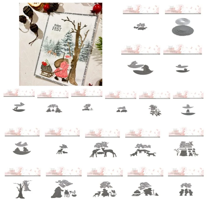 Angle Claus Santa Sack Tree Christmas Winter Children Metal Cutting Die Silicone Stamp Scrapbooking Stencil Photo Album Card DIY