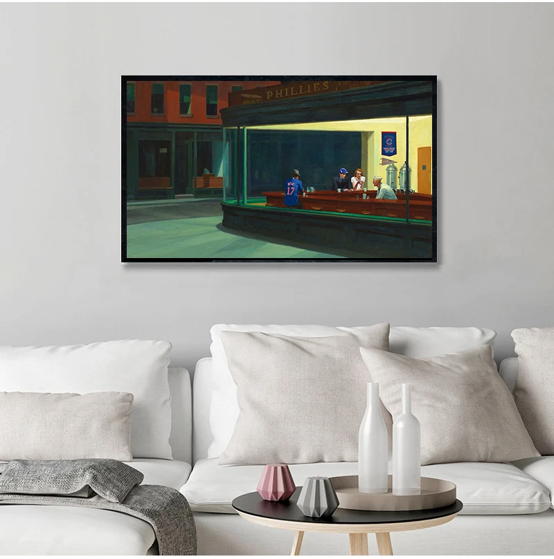 Wall Art Painting Wall Canvas Art Poster and Print Wall Art Nighthawks by Edward Hopper Picture for Living Room Home Decor