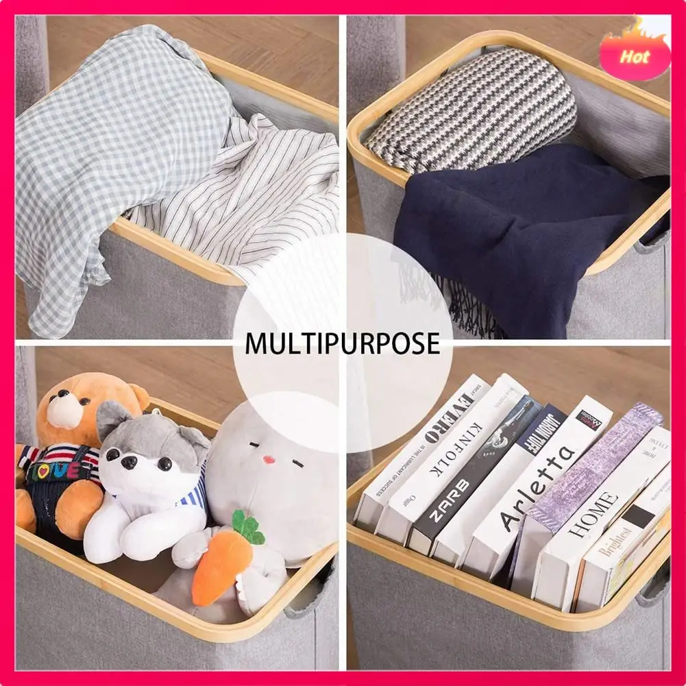 

Laundry Basket With Lid,Waterproof Foldable Laundry Basket With Lid With Handle Large Bamboo Dirty Clothes/Toys/Debris