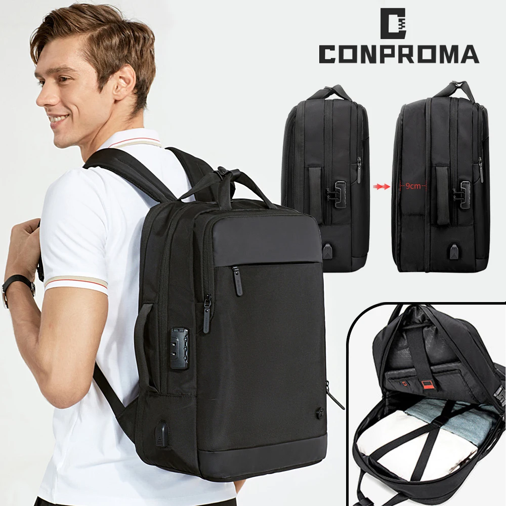 Bolsa para ordenador portátil de 15,6 pulgadas, mochila expandible de gran capacidad, impermeable, a prueba de golpes, para ocio y exteriores