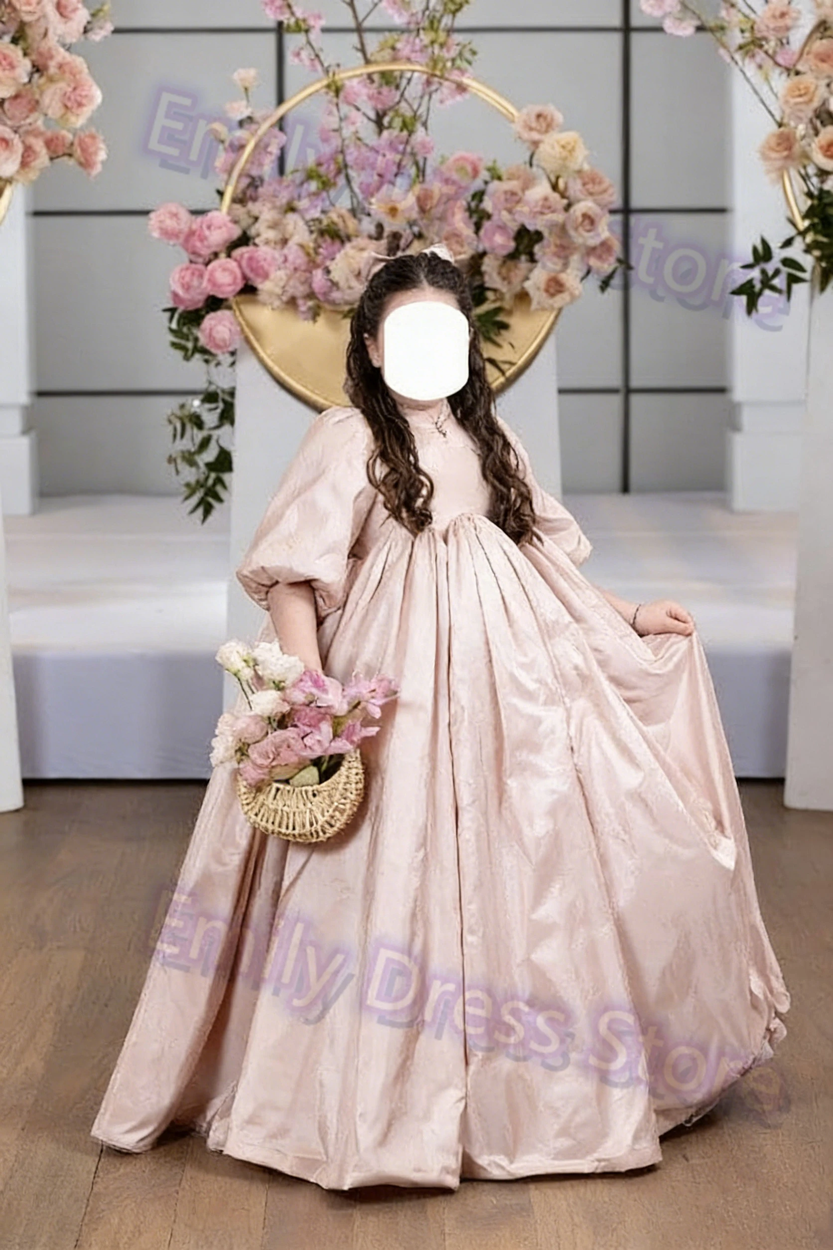 

Simply Satin First Communion Gown High Waist Floor Lenght Girls Birthday Party Flower Girl Dress For Wedding Customized