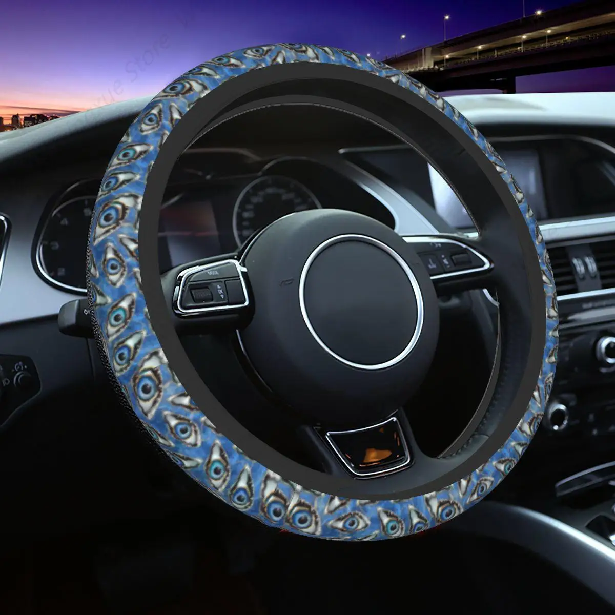 Evil Eye Geodes And Crystals Universal Steering Wheel Cover Nazar Lucky Car Steering Wheel Protector 15 Inch Auto Accessories