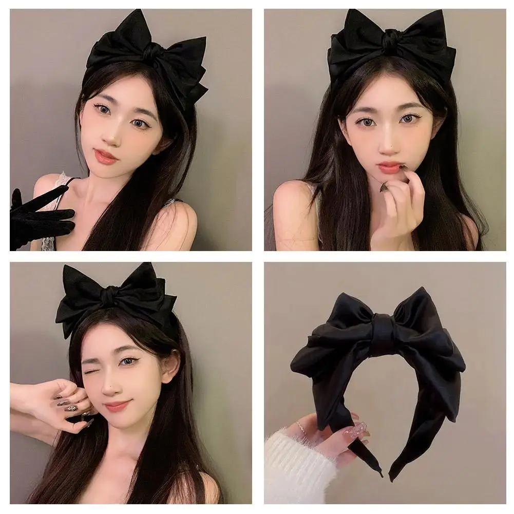 Fotografia 3: Doce preto arco nó hairband temperamento elegante bandana para mulheres estilo coreano moda cocar meninas acessórios de cabelo