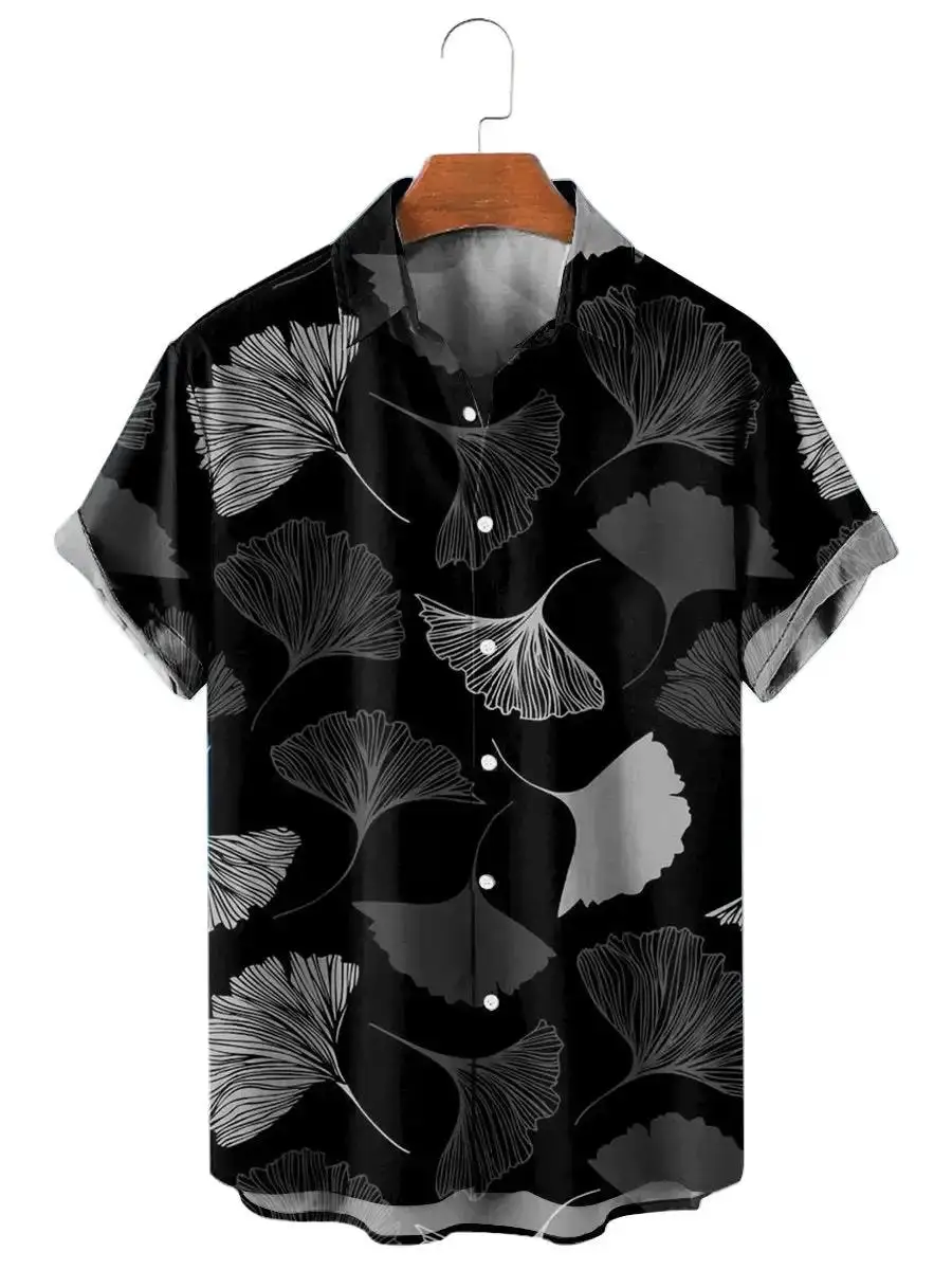 Men's Shirt Tropical plants pattern 3D Print Tops Summer Casual Holiday shirt New Button Lapel Short Sleeves Unisex Clothing