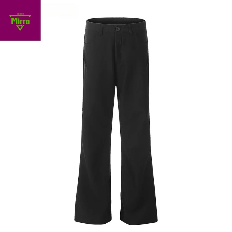 

【Mirrordust】Плиссированные расклешенные брюки мужские однотонные летние уличные свободные повседневные офисные брюки мужские