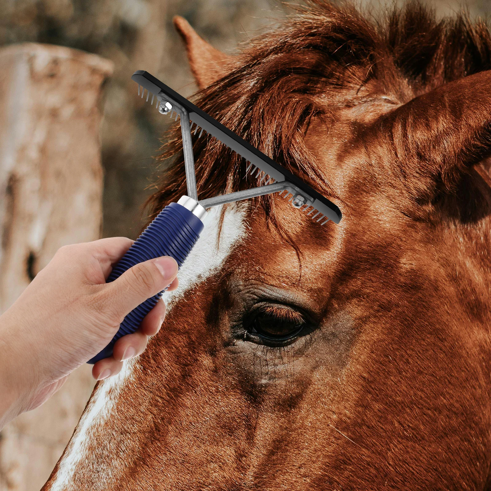 فرشاة إزالة شعر الحصان من الفولاذ المقاوم للصدأ معطف مشط للكلاب الخيول الأبقار الأغنام الحيوانات الأليفة الاستمالة مشط أداة إزالة الشعر السجاد #2