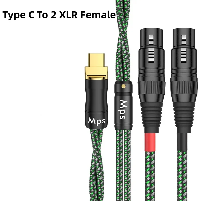 Type C Connector  To 2 XLR Male Female Audio Cables 6N Single Crystal Copper USBC To Dual XLR Connector Cable 1m 1.5m 2m