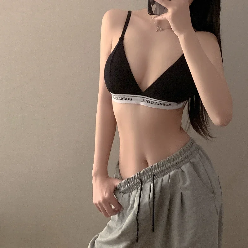 Sexy Women Bra Wire Free Brassiere Push Up Lingerie French Triangle Cup Underwear Thread Top Female Intimates Bralette Style