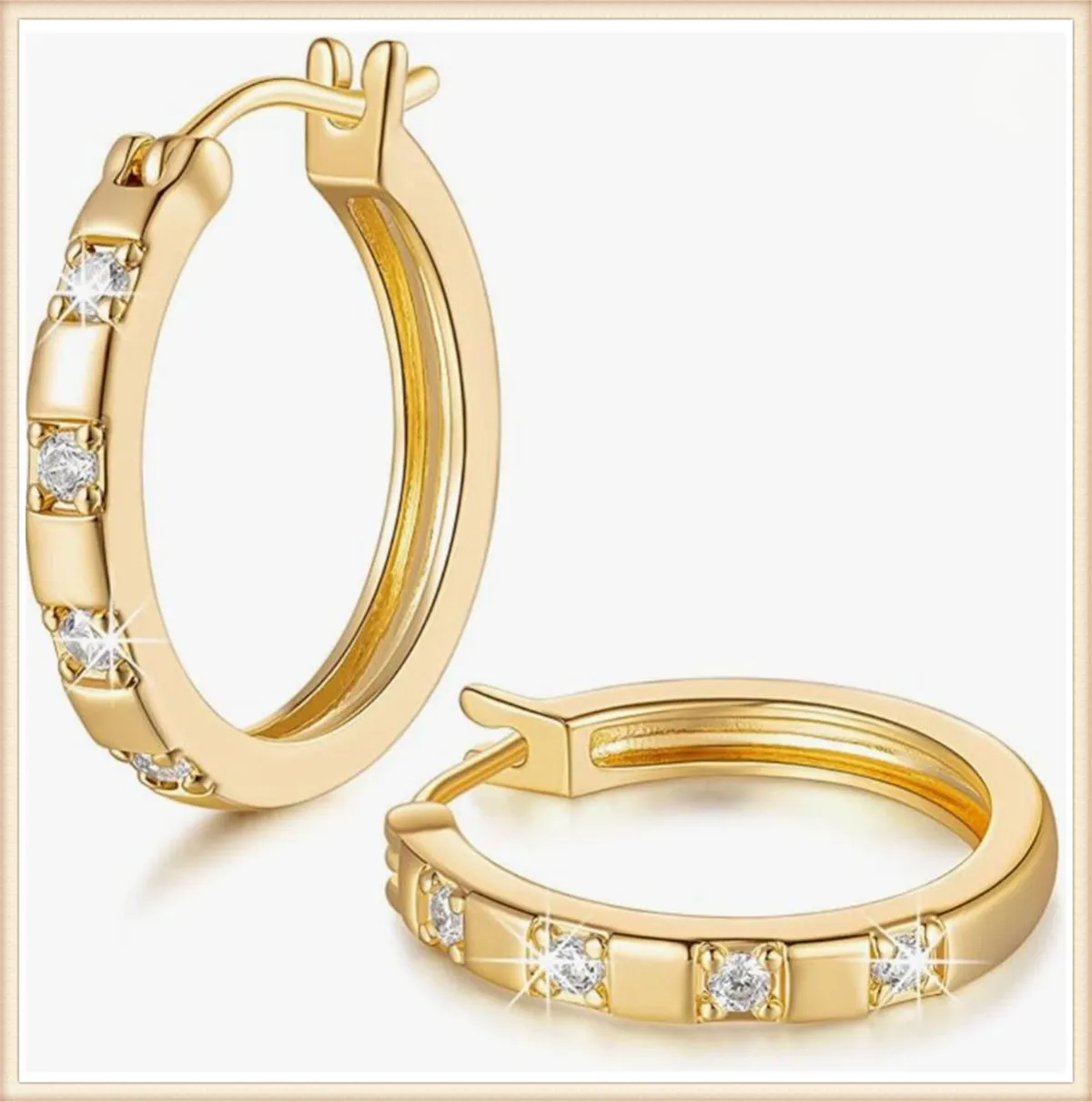 18K solid genuine gold laboratory-grown diamond earrings with 4 diamonds, ear loops 20cm x 25cm, custom-made ring rings, wholesa
