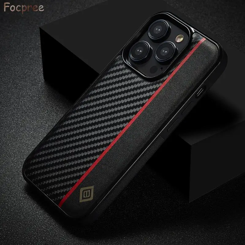 

Luxury Ultrathin Carbon Fiber Leather Case For iPhone 15 14 Pro Xs Max 13 12 11 7 8 Plus XR SE 2022 Shockproof Phone Case New