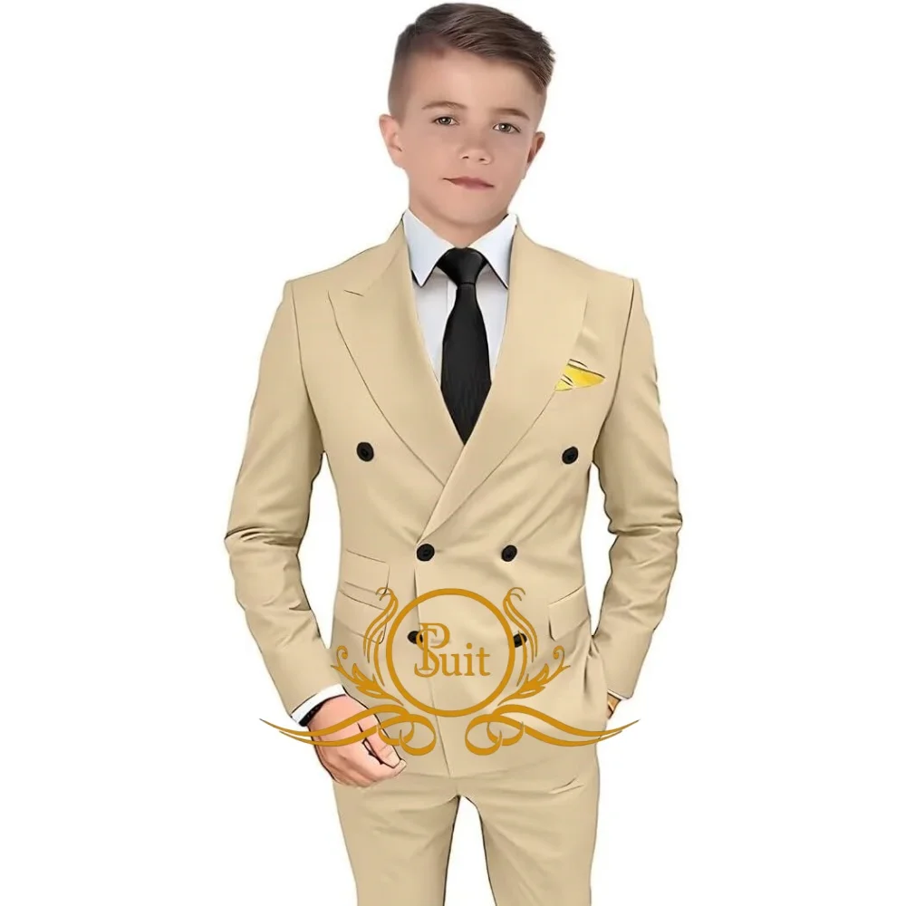 

Formal Boys Suit 2 Pieces Set Notch Lapel Double-breasted Jacket Pants Children's Formal Suits Wedding Party Kids Tuxedo