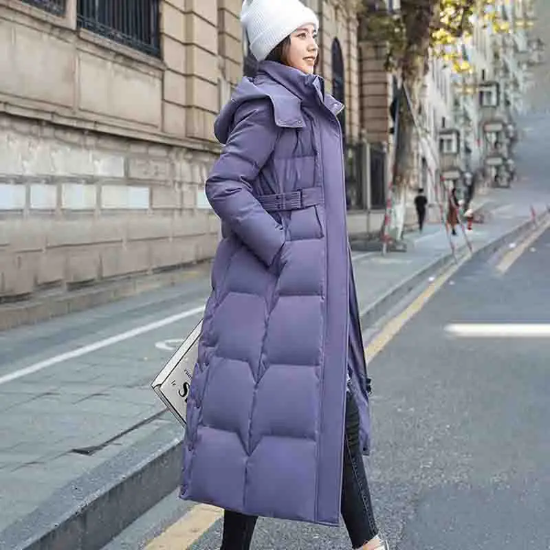 Manteau long sur le genou pour femme, manteau de tempérament chaud, coupe couvertes et mince, mode haut de gamme, nouveau, hiver 2022